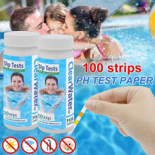 100pcs Clearwater Dip Test Strips Hot Tub Spa Swimming Pool Water Ph Alkaline Chlorine