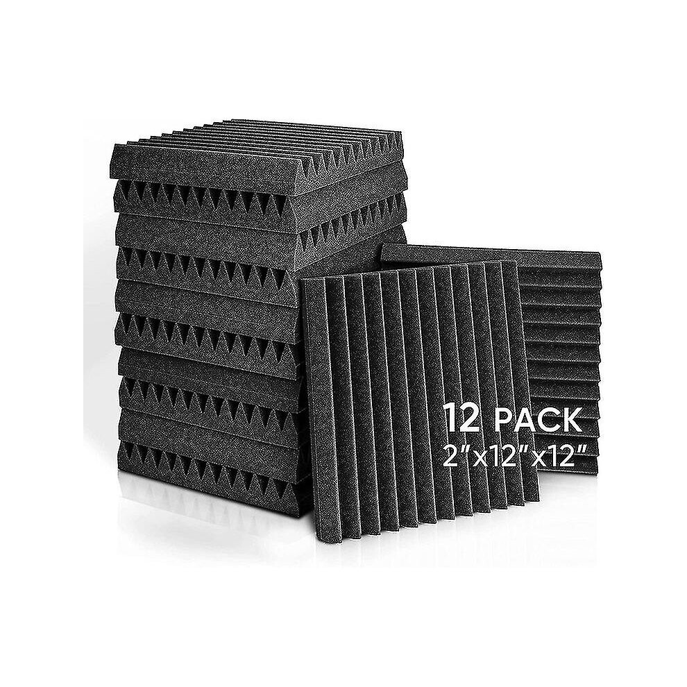 12Pcs Acoustic Panels, 2" X 12" X 12" Acoustic Foam Panels, Studio Wedge Tiles, Sound Panels Wedges Soundproof Foam Padding 9172662300468
