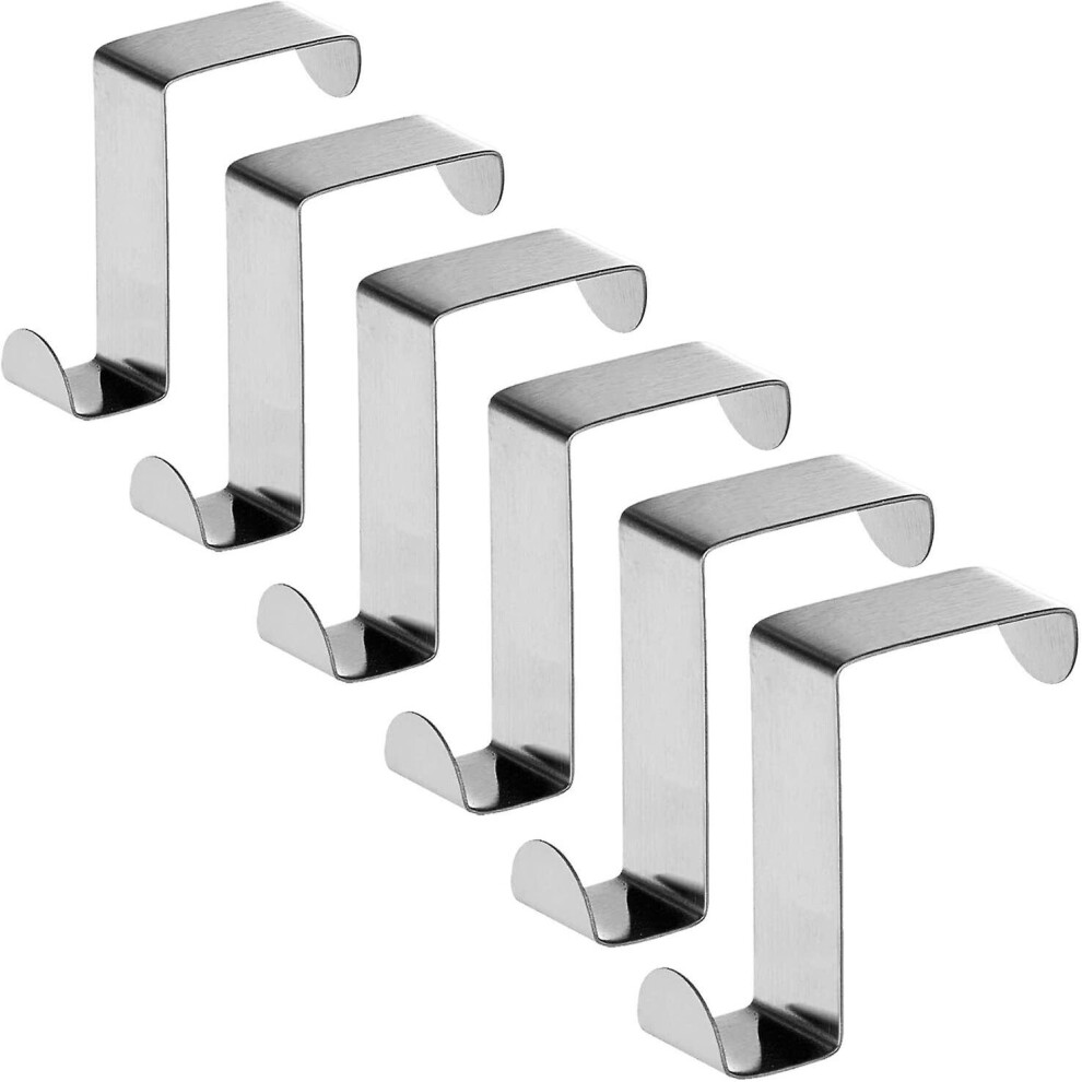 6 Stainless Steel Door Hooks,reversible For Standard Door And Wardrobe Cupboard,up To 5 Kg4*5.6cm