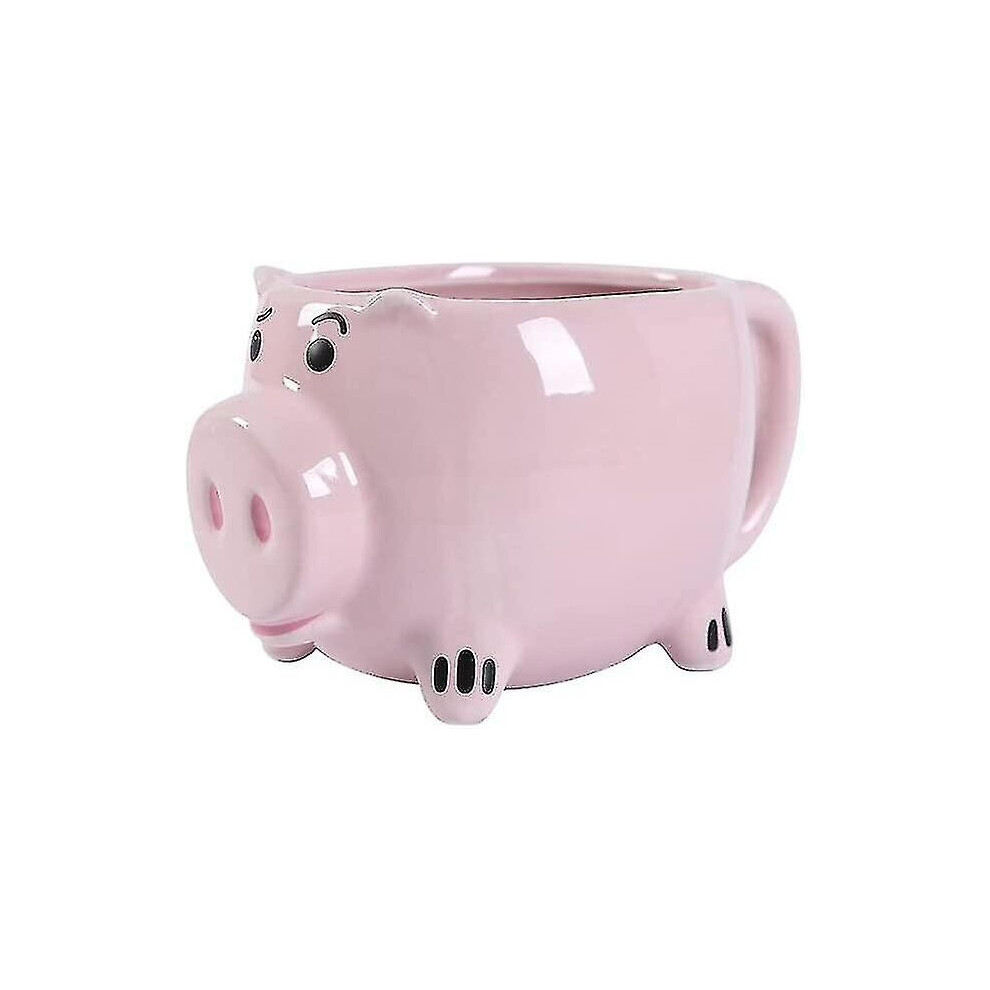 Ceramic Pink Pig Coffee Cup Pig Mug Cartoon Animal Cup Relief Pig Water Cup (401-500ml)
