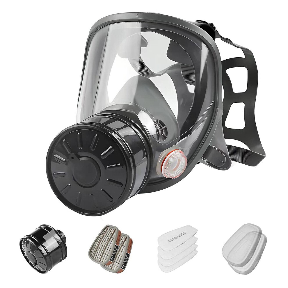 Full Face Gas Mask, Gas Mask Survival Nuclear And , With 40mm Activated Carbon Filter, Reusable