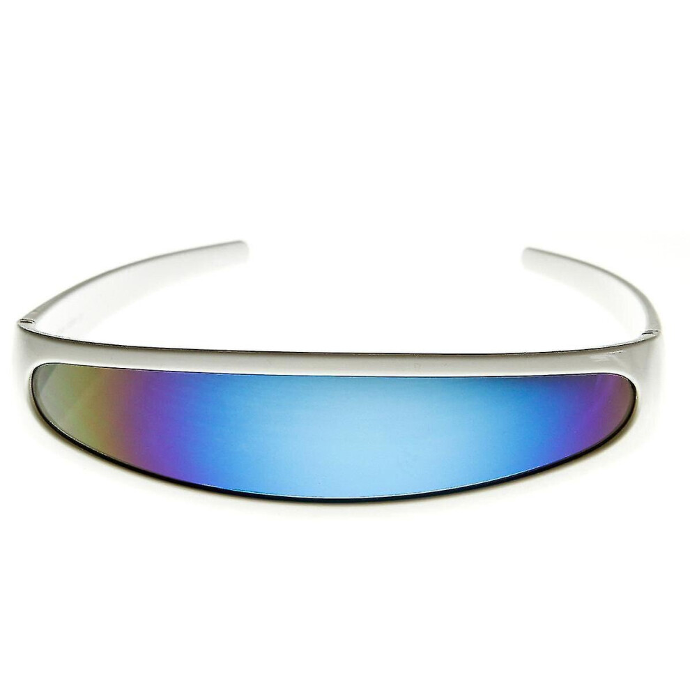 Futuristic Narrow Cyclops Color Mirro Lens Visor Sunglasses Red