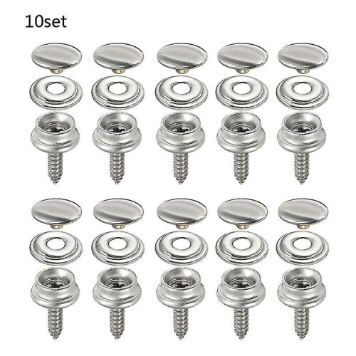 10 Sets Stainless Steel Tapping Snap Fastener Kit Tent Marine Yacht Boat Canvas Cover Tools Sockets Buttons