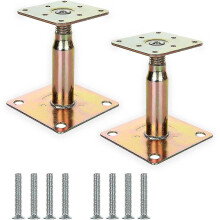 2pcs 100-150mm Galvanised Adjustable Elevated Post Base Support, Heavy Duty Roof Support For Building - Gold Jnnjv