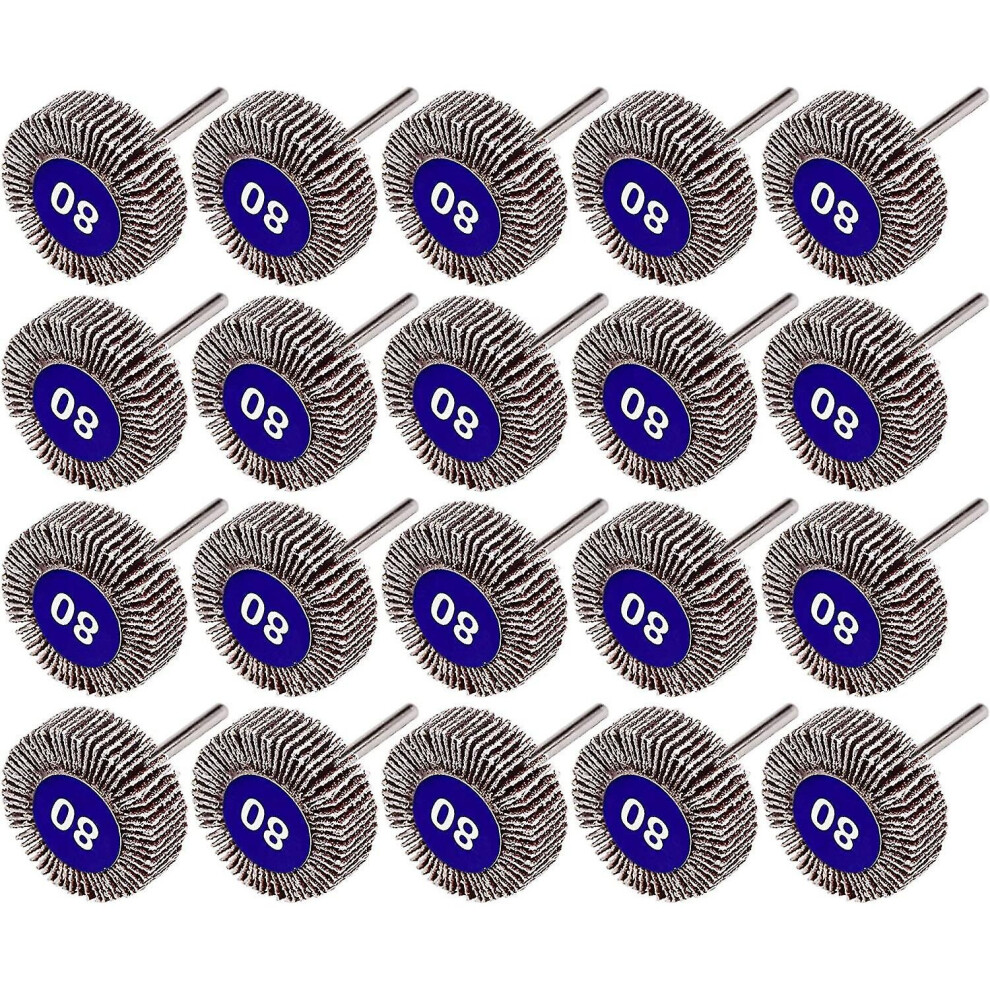 20 Pcs Flap Wheel, 80 Grit Sanding 100 Abrasive Sandpaper Flap Wheel Disc For Dremel Rotary Tools Brown