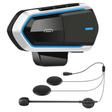 B35 Motorcycle Intercom Microphone, Bluetooth 5.0 Helmet Headset Fm Radio Hi-fi Sound Quality Siri Blue