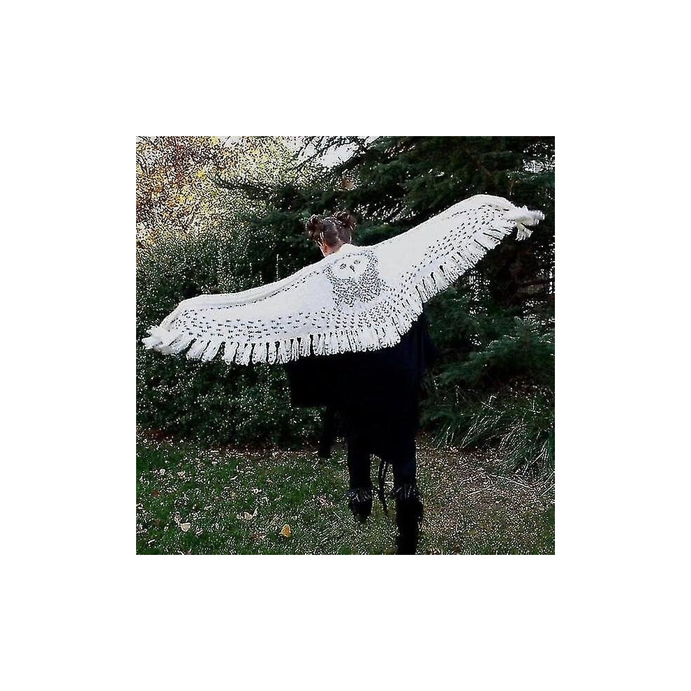 160cm Retro Owl Scarf, Hedwig Knitting Pattern Thick Warm Winter Scarf, Wrap Tassel Scarves Knitted Ladies Shawl