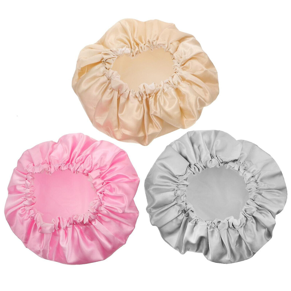 3pcs Shower Caps Waterproof  Reusable Fashion Bathing Caps Bathing Hats For Make Up Women