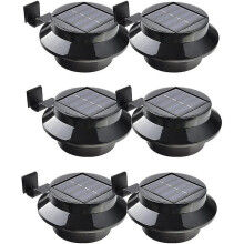 Pack Of 6 Solar Powered Led Lights For Gutter, Fence, Roof, Gutter, Garden, Yard, Wall, Black