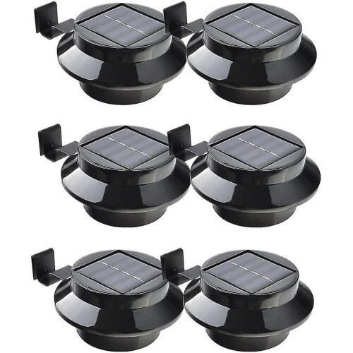 Pack Of 6 Solar Powered Led Lights For Gutter, Fence, Roof, Gutter, Garden, Yard, Wall, Black