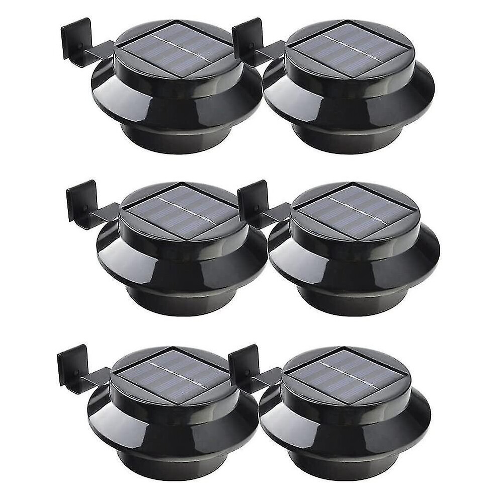 Pack Of 6 Solar Powered Led Lights For Gutter, Fence, Roof, Gutter, Garden, Yard, Wall, Black