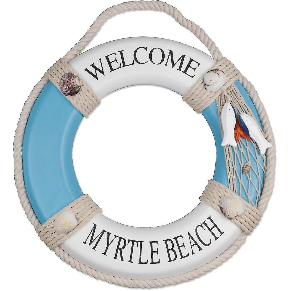 Wooden Nautical Lifering Nautical Decorative Lifebuoy Buoy Storage Wall Door Hangings Decor White