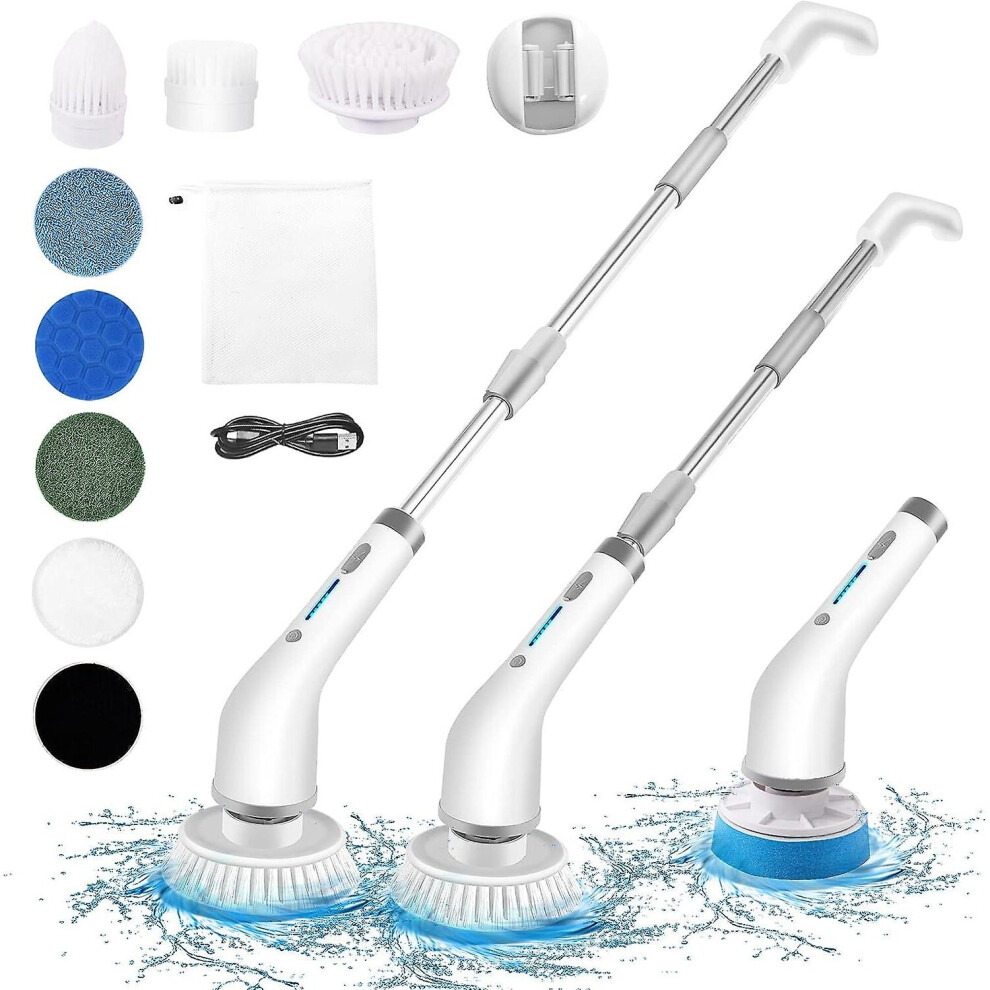 Electric Spin Scrubber,2023 New 8 In 1 Electric Cleaning Brush Up To 420rpm Powerful Cleaning,1.5h Bathroom Scrubber Dual Speed,shower Cleaning Brush