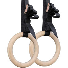 Wood Gymnastic Rings With Adjustable Straps For Cross-training Workouts Gymnastics And Conditioning