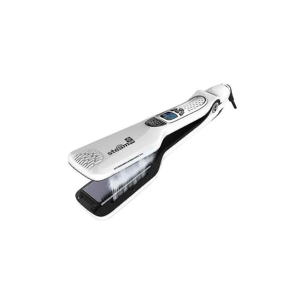 White Steam Hair Straightener With Detachable Comb And Lcd Display(White)