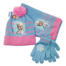 (Light Blue And Pink) 3pcs/set Kids Girls Frozen Elsa Hat Scarf And Gloves Set Gifts