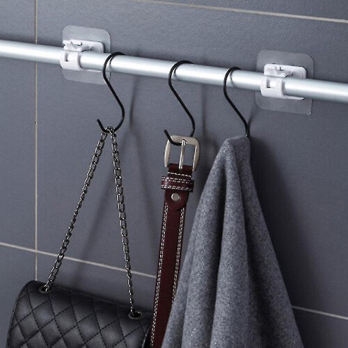 4 Pack Self Adhesive Adjustable Curtain Rod Holder Clamp Hooks Rod Bracket -zz 1