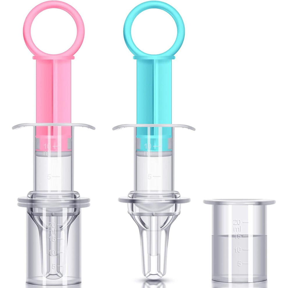 2 Pieces Baby Oral Feeding Syringe Baby Liquid Feeder Dispenser With Pacifier Head Suitable For Infants Newborns ( And Pink) Blue/Pink