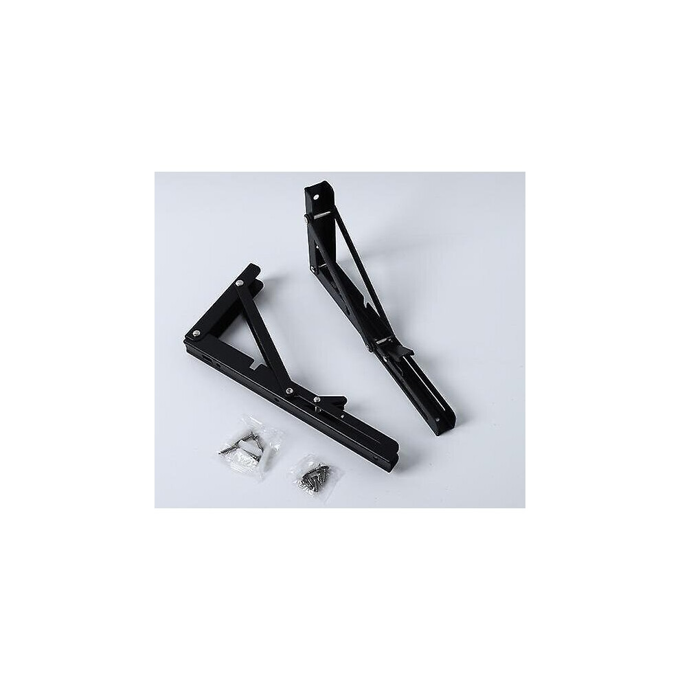 2pcs Folding Shelf Brackets - Heavy Duty Metal Collapsible Triangle Shelf Bracket, Diy Wall Mounted Folding Table Hinge, Space Saving For Bench Table