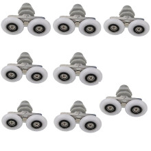 Shower Door Wheels, 8pcs Double Twin Top / Bottom Shower Door Rollers / Runners / Pulleys / Wheels Bathroom Replacement Parts