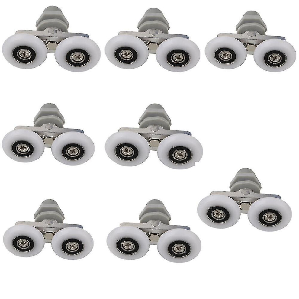 Shower Door Wheels, 8pcs Double Twin Top / Bottom Shower Door Rollers / Runners / Pulleys / Wheels Bathroom Replacement Parts