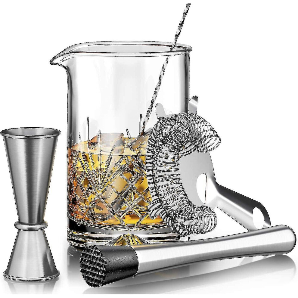 Cocktail Mixing Glass Set - 5 Piece - 18oz 550ml Thick Bottom  Mixing Glass