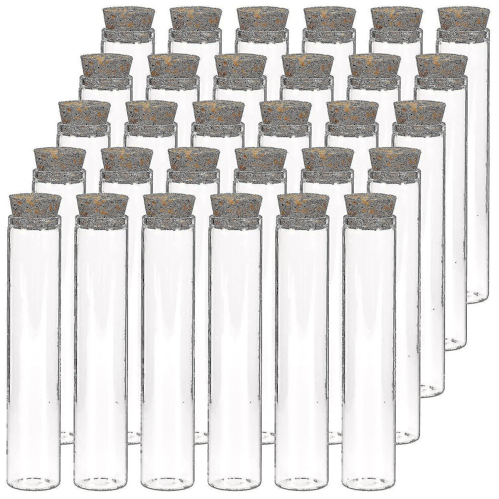 30pcs 25ml Glass Test Tubes, 20 X 100mm Clear Flat Test Tubes With Cork Stoppers For Scientific Experiments