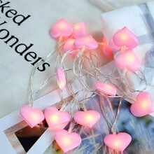 (Pink, 1.5m 10leds) LED Heart Shape String Lights 1.5M 3M Indoor Fairy Christmas Decoration Garland For Valentines Day Living Room