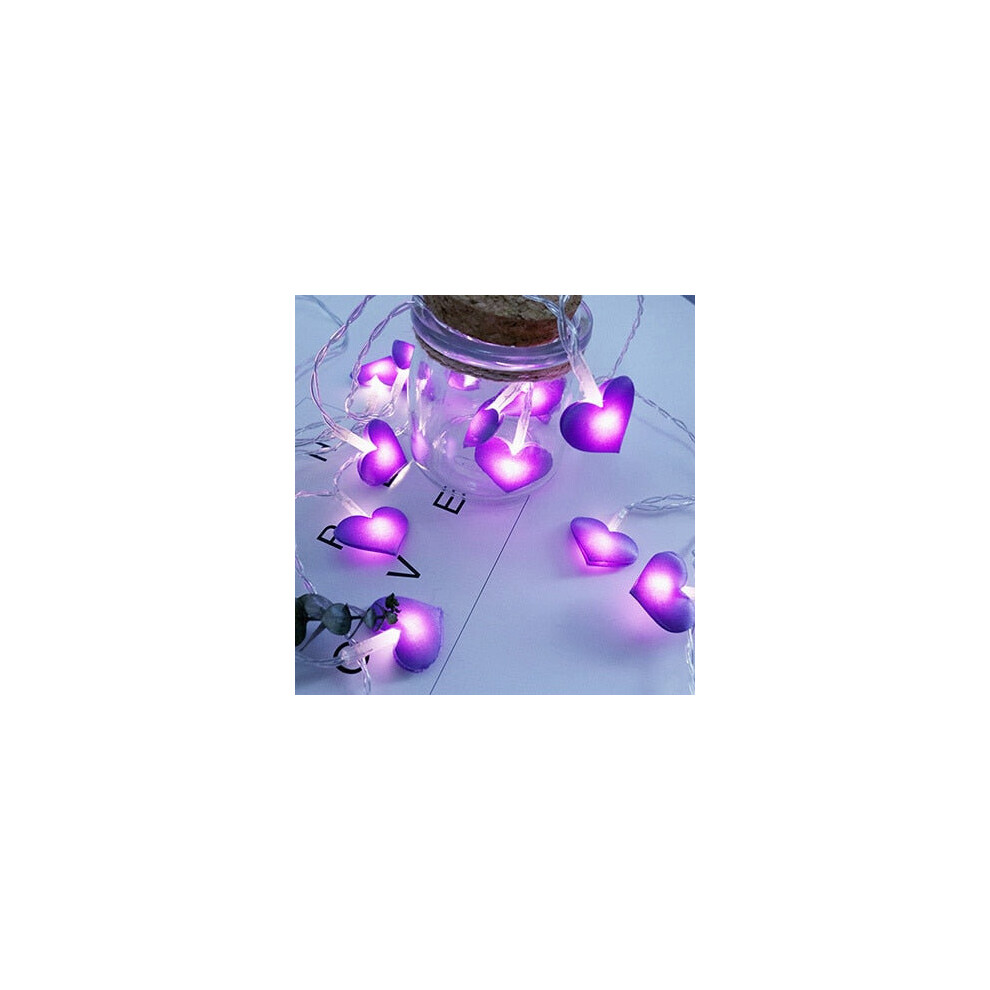 (Purple, 1.5m 10leds) LED Heart Shape String Lights 1.5M 3M Indoor Fairy Christmas Decoration Garland For Valentines Day Living Room