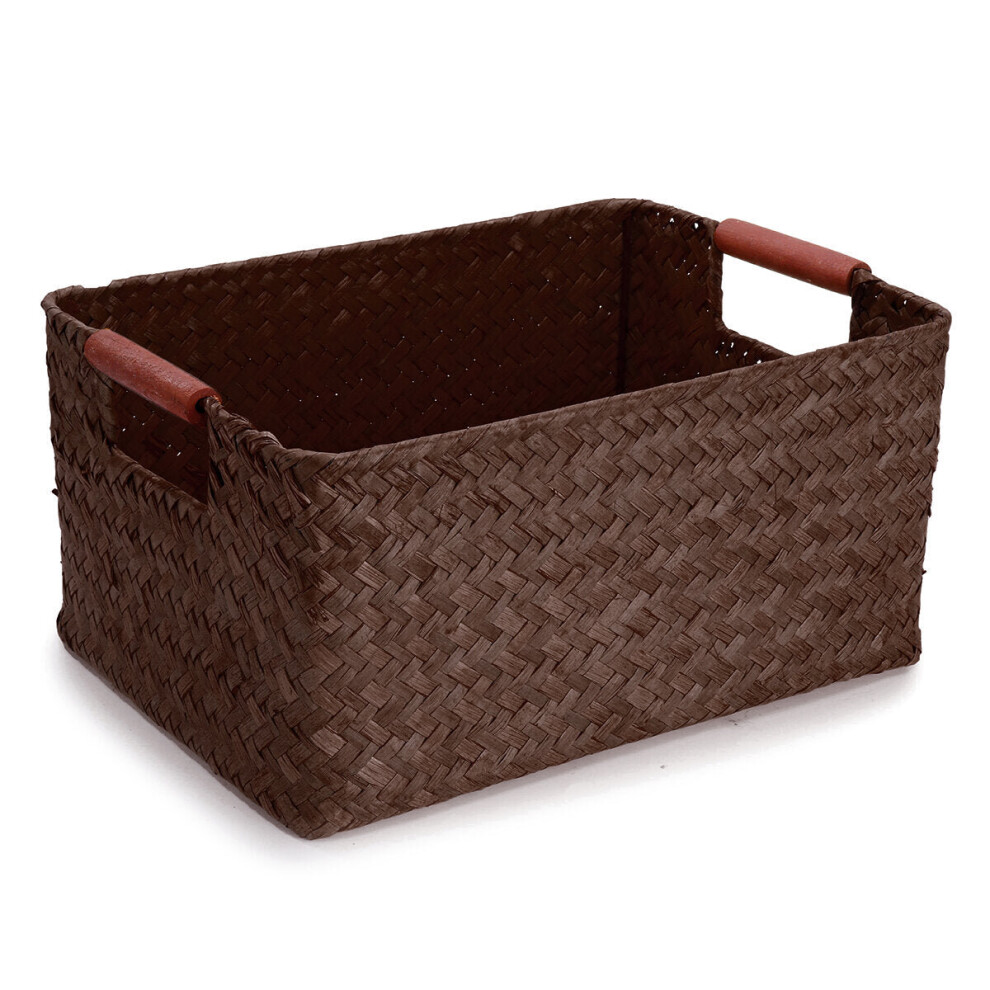 (Coffee) Seaweed Woven Storage Basket Fruit Sundries Home Organizer Fruit Container