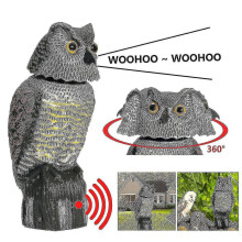 Koolmei Realistic Birdcage Plastic Owl Scarecrow With Rotating Head And Sound