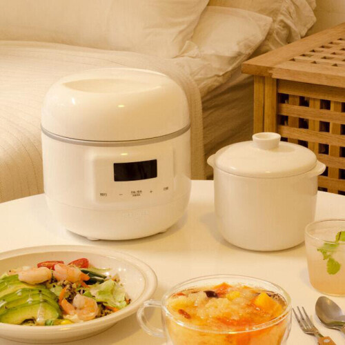(White) Slow Cooker with Timer 200W 800ml Mini Slow Cooking Machine for Entrees Sauces Stews 2