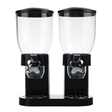 (Type B) Double Cup Dry Food Dispenser Transparent Body for Cereal Grains Rice