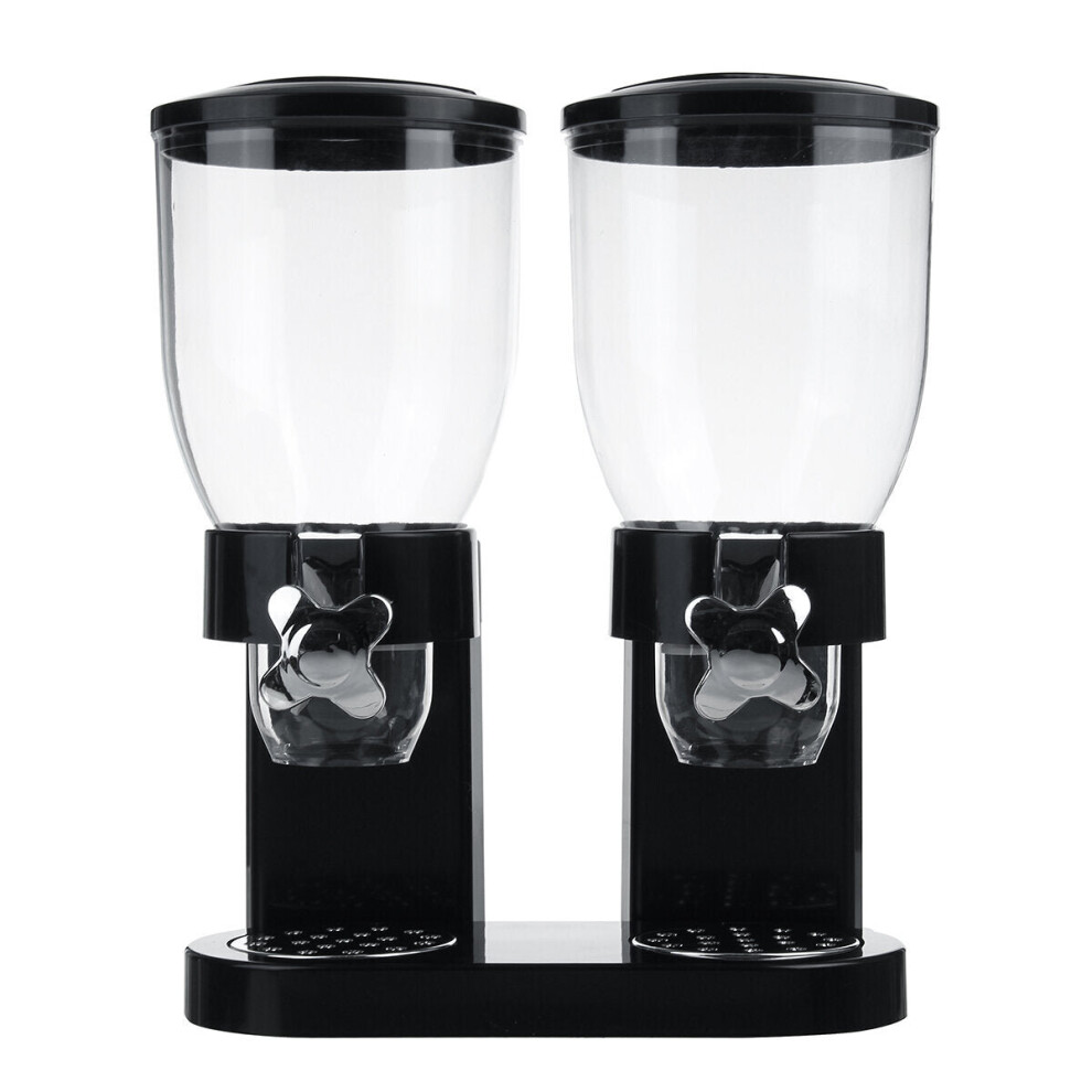 (Type A) Double Cup Dry Food Dispenser Transparent Body for Cereal Grains Rice