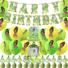 Princess Tiana Party Decorations, Princess And The Frog Theme Birthday Party Supplies Include Banners, Ballons, Cake Topper, Princess Party Favor