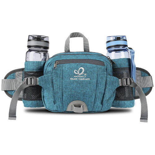 Waterfly Fanny Pack Waist Bag Fannie Pack 2 Water Bottle Holders Lumbar Belt Hiking Walking