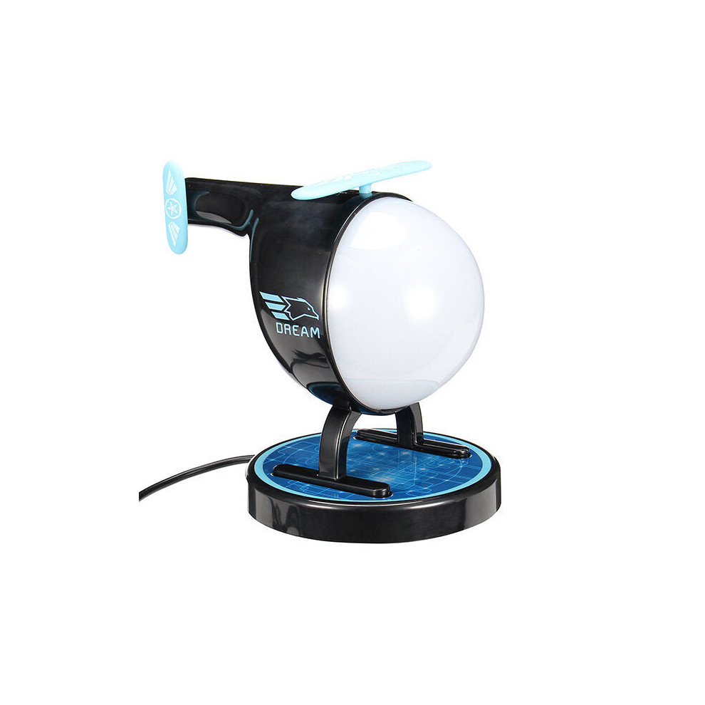 (Blue) Rechargeable USB Touch Sensor Helicopter LED Night Light Colorful Timer Atmosphere Lamp