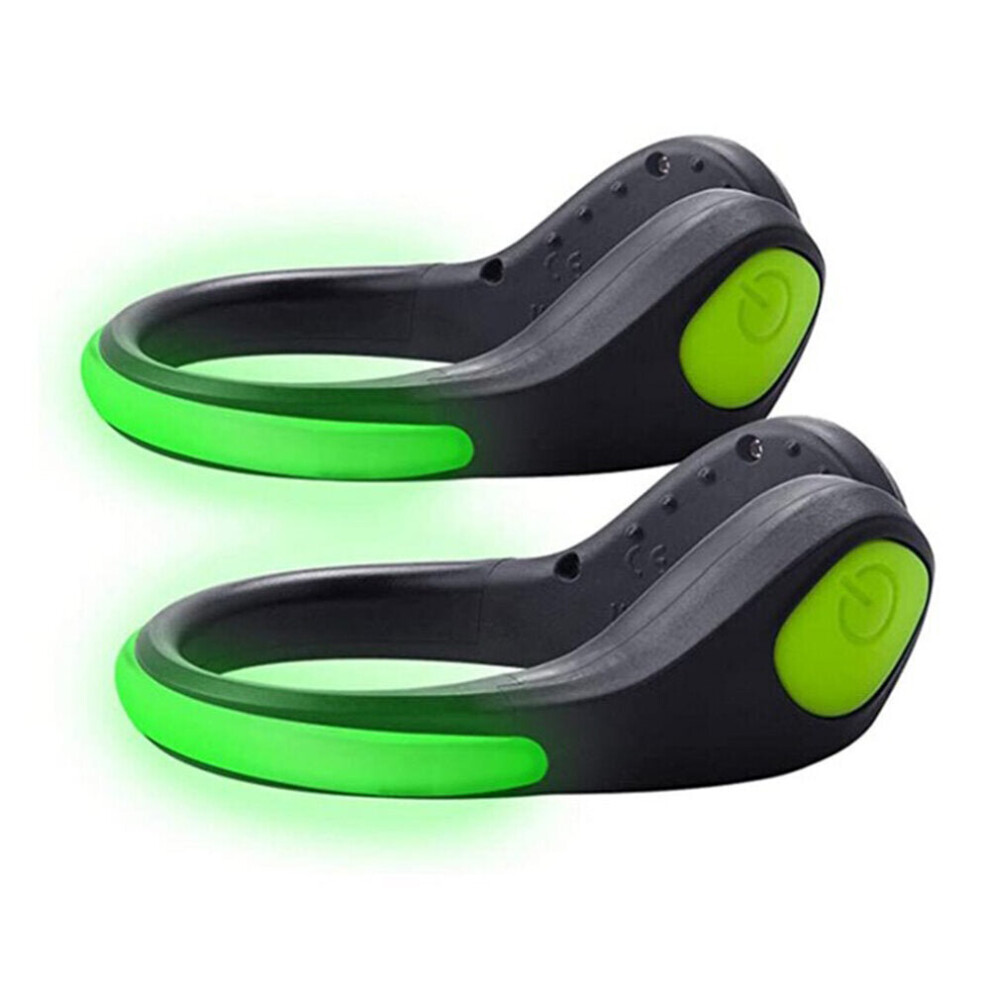 (Green) Shoe Warning Lamp Heel Clips Jogging Bright Lights LED LyRay Flashing Night Running Lights Shoe Clip for Night Walking Cycling Safety