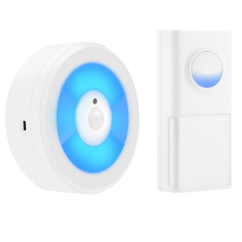 (White, button+receiver) USB WIFI Smart Door Sensor Night Light IP55 Waterproof Wireless Doorbell with Ring Chime Call LED Smart Home Device