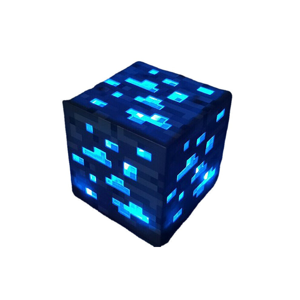 (Blue) Rechargeable Ore Night Light Creative Minecraft Torch Game Lamp Children's Model Toy Home Bedroom Decoration LED Lamp