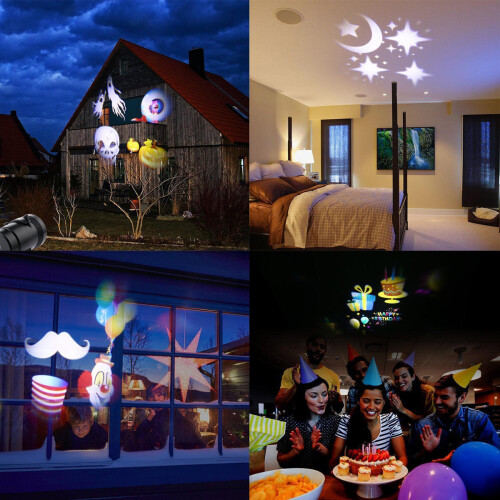 (US Plug) LED Mini Projector Stage Light Adjustable Waterproof Lamp with 12 Slide Card 2