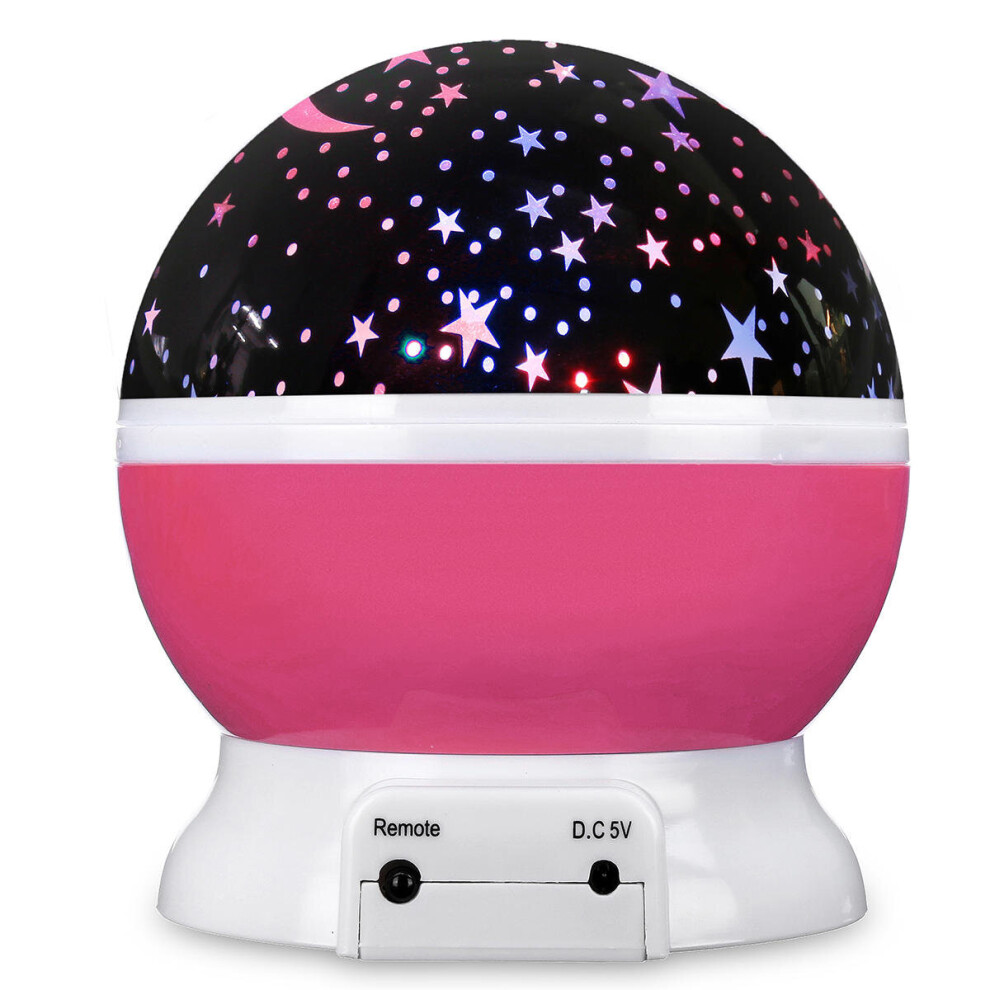 (Pink) USB Rotating Projector Starry Nursery Night Light Star Sky Projection LED Light Xmas Gift
