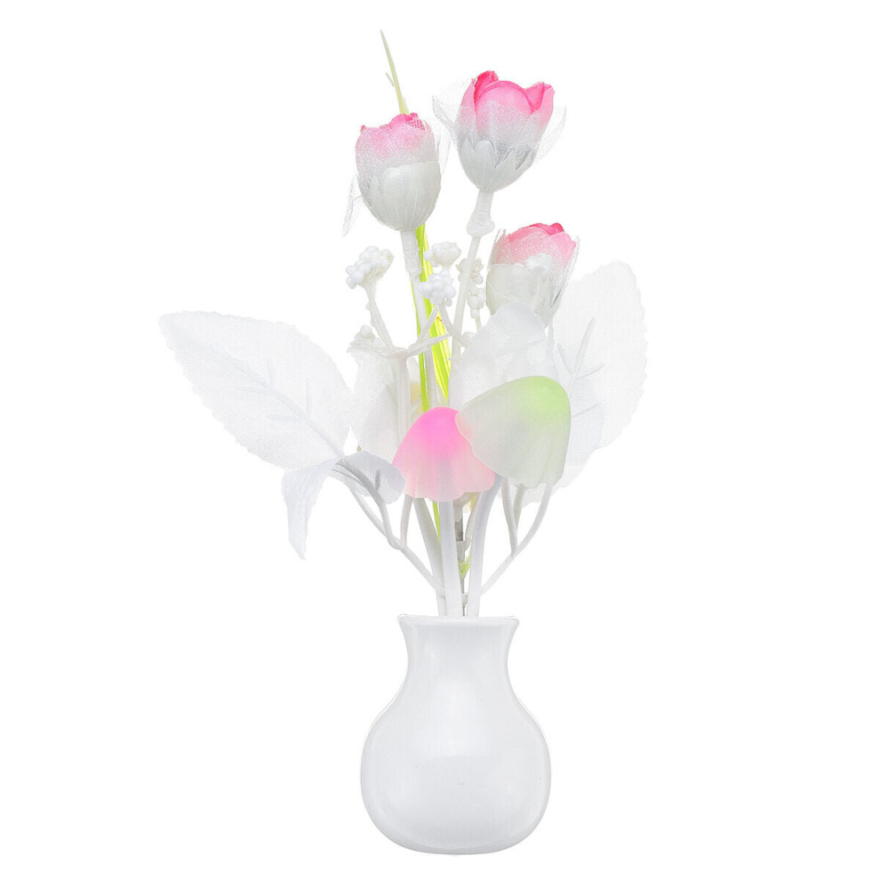 (Tulips Flower) Romantic Flower Mushroom LED Night Light Sensor Baby Bed Lamp Decor US Plug