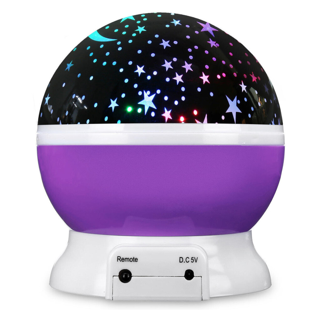 (Purple) USB Rotating Projector Starry Nursery Night Light Star Sky Projection LED Light Xmas Gift