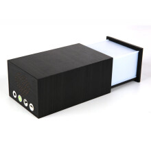 (Black) Drawer Type Bluetooth Speaker LED Night Light Smart Wooden Music Box Adjustable Desk Table Lamp