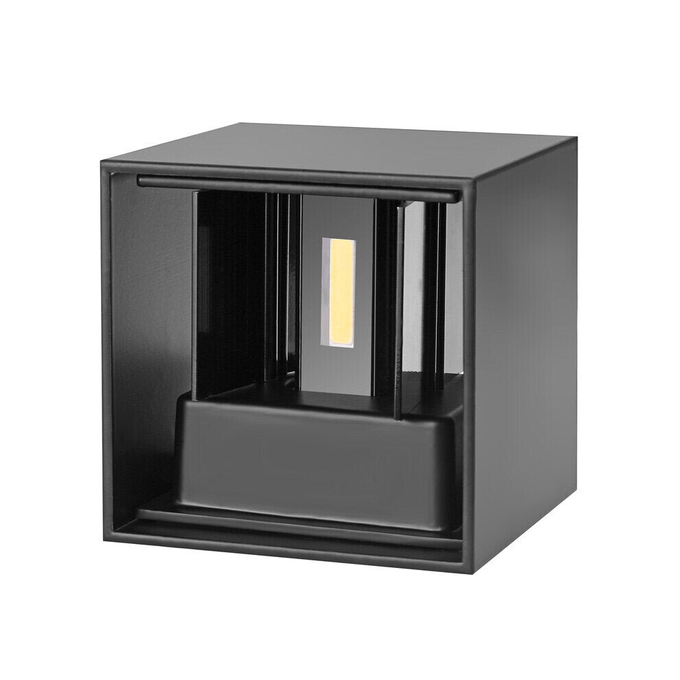 (Black, Warm White) AC 220V Waterproof 7W Aluminum Cube COB LED Wall Lamp Light Modern Home Lighting