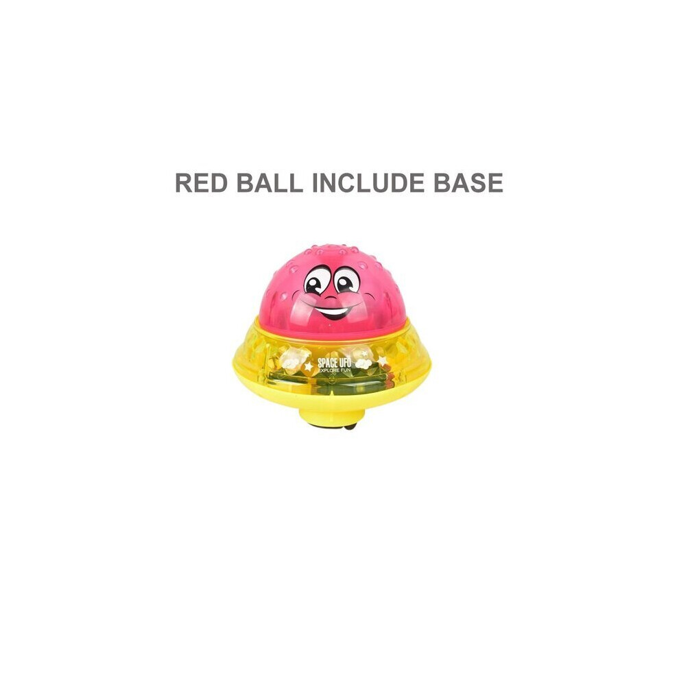 (Red ball include base) Infant Children's Electric Induction Water Spray Toy Bath Light Music Rotate Toy