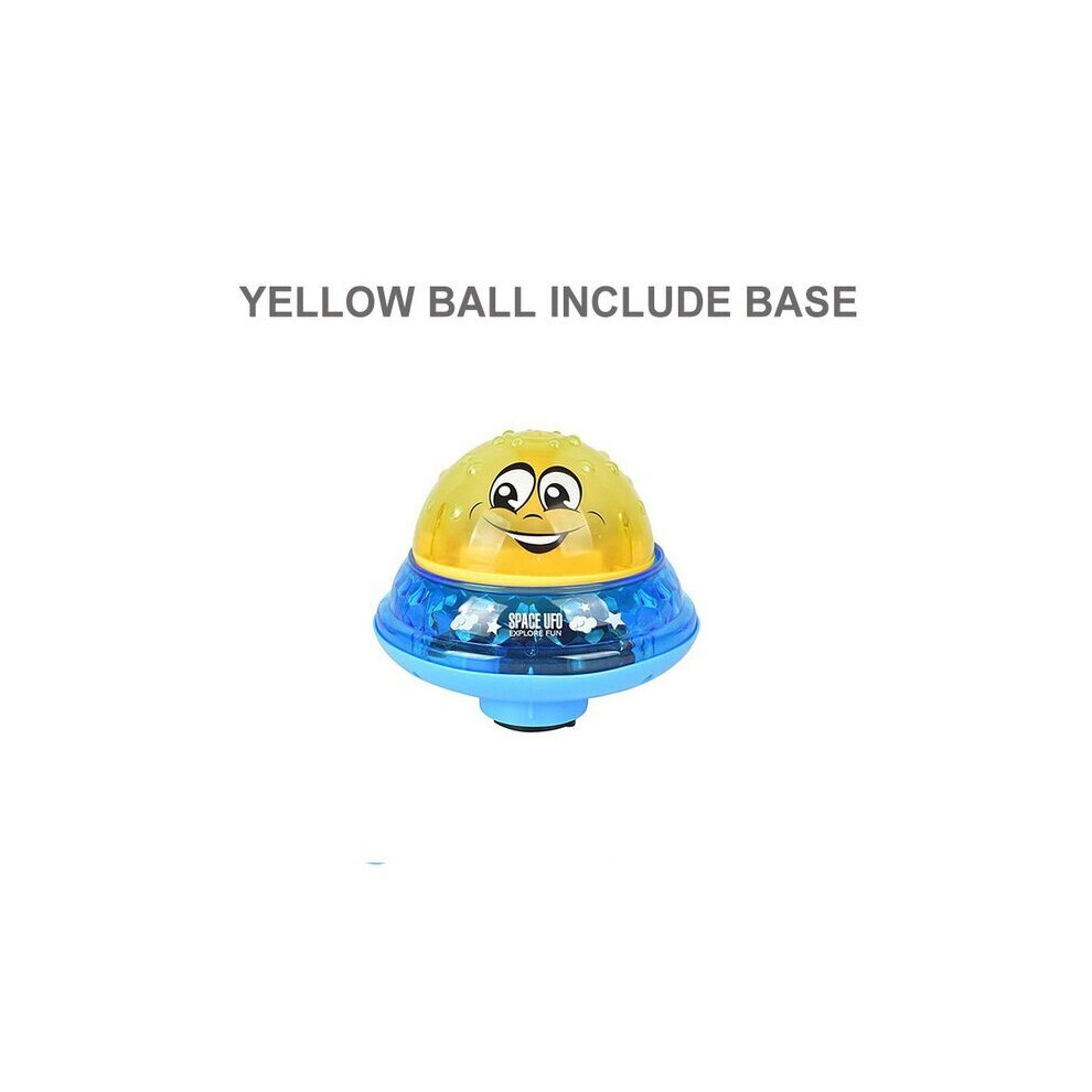 (Yellow ball include base) Infant Children's Electric Induction Water Spray Toy Bath Light Music Rotate Toy