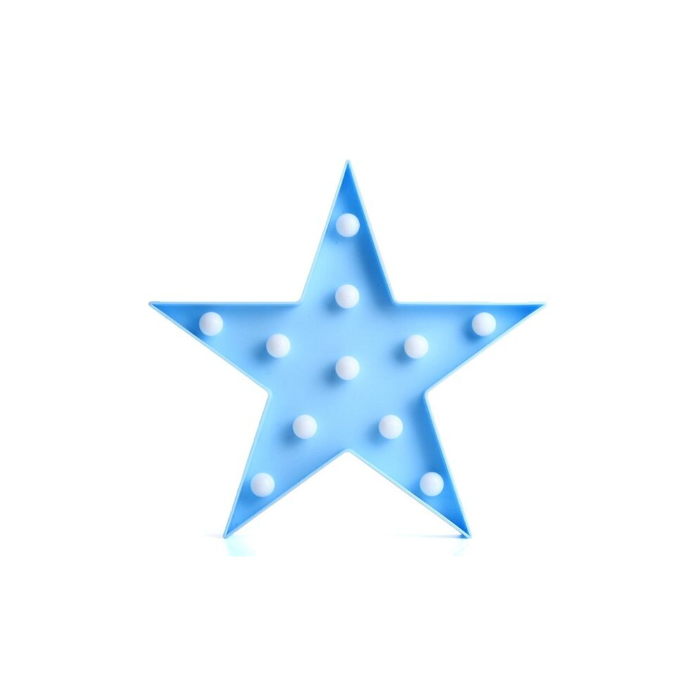 (Blue) Cute LED Five-Pointed Star Night Light for Baby Kids Bedroom Home Decor