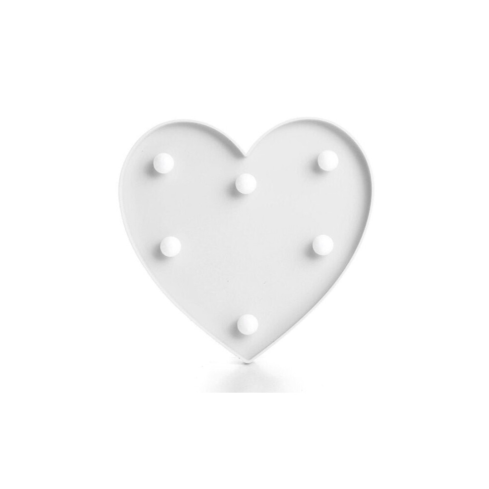 (White) Cute 11 LED Marquee Heart Night Light Battery Lamp Baby Kids Bedroom Home Decor